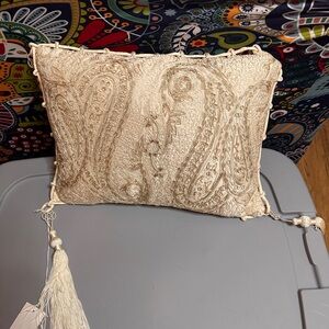 Zardozi Embroidery Pillow Cream with Tassels